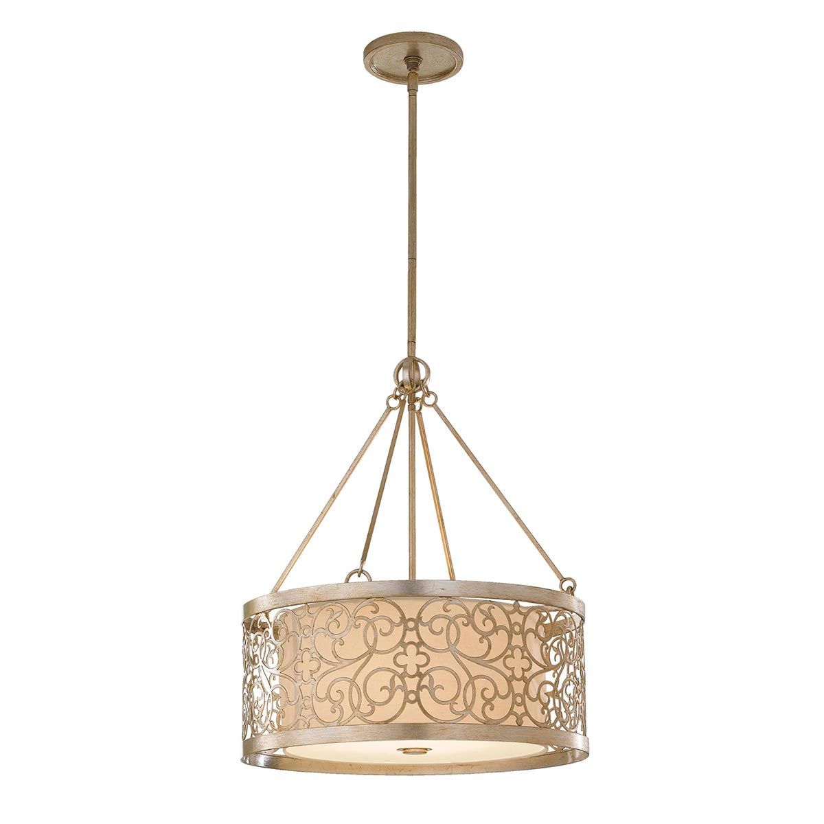 Arabesque Kronleuchter mit 4 Lichtern, Blattsilber-Patina - Elsteadlighting - leuchtengrosshandel24