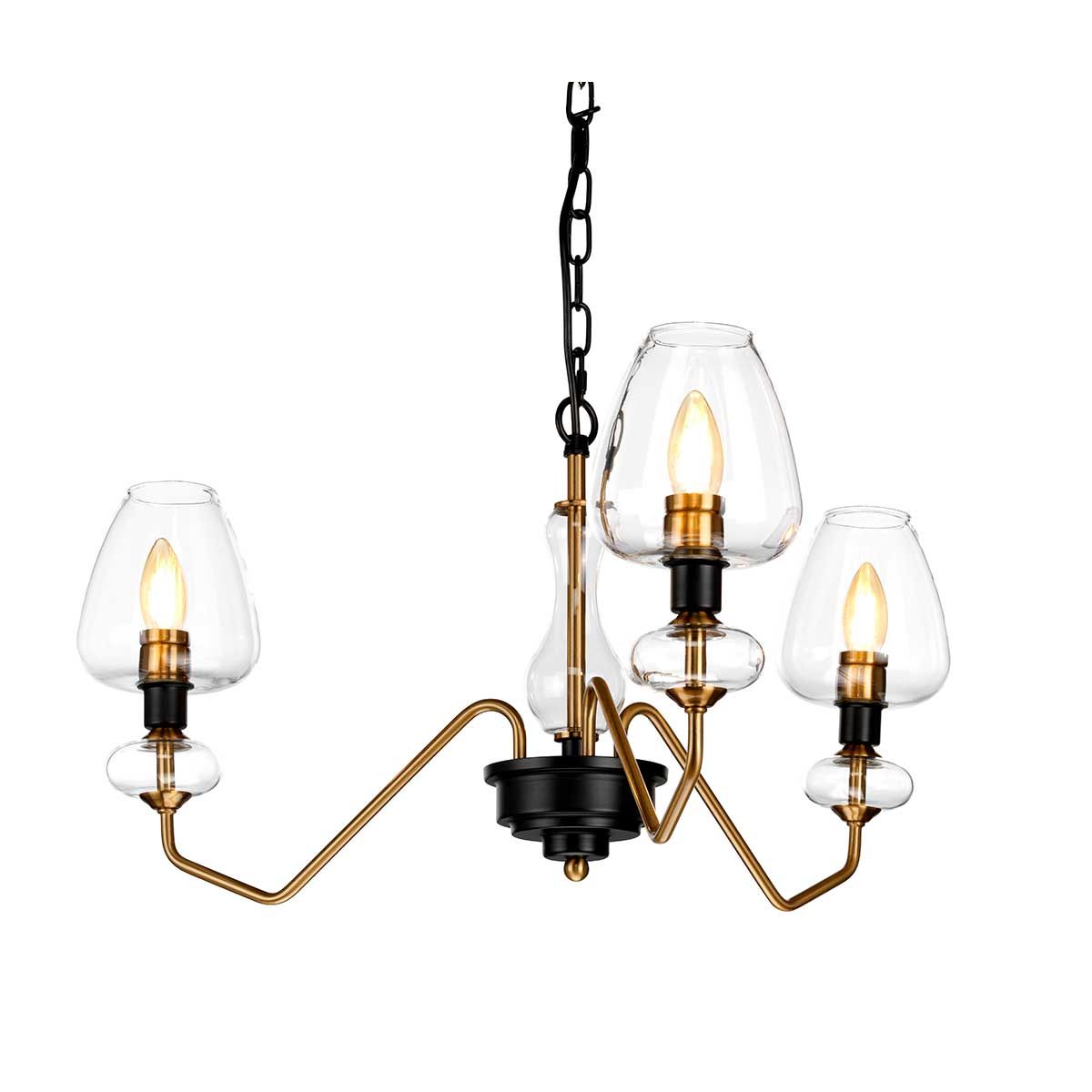 Armand Pendelleuchte mit 3 Lichtern, Messing versilbert und anthrazitfarben lackiert - Elsteadlighting - leuchtengrosshandel24