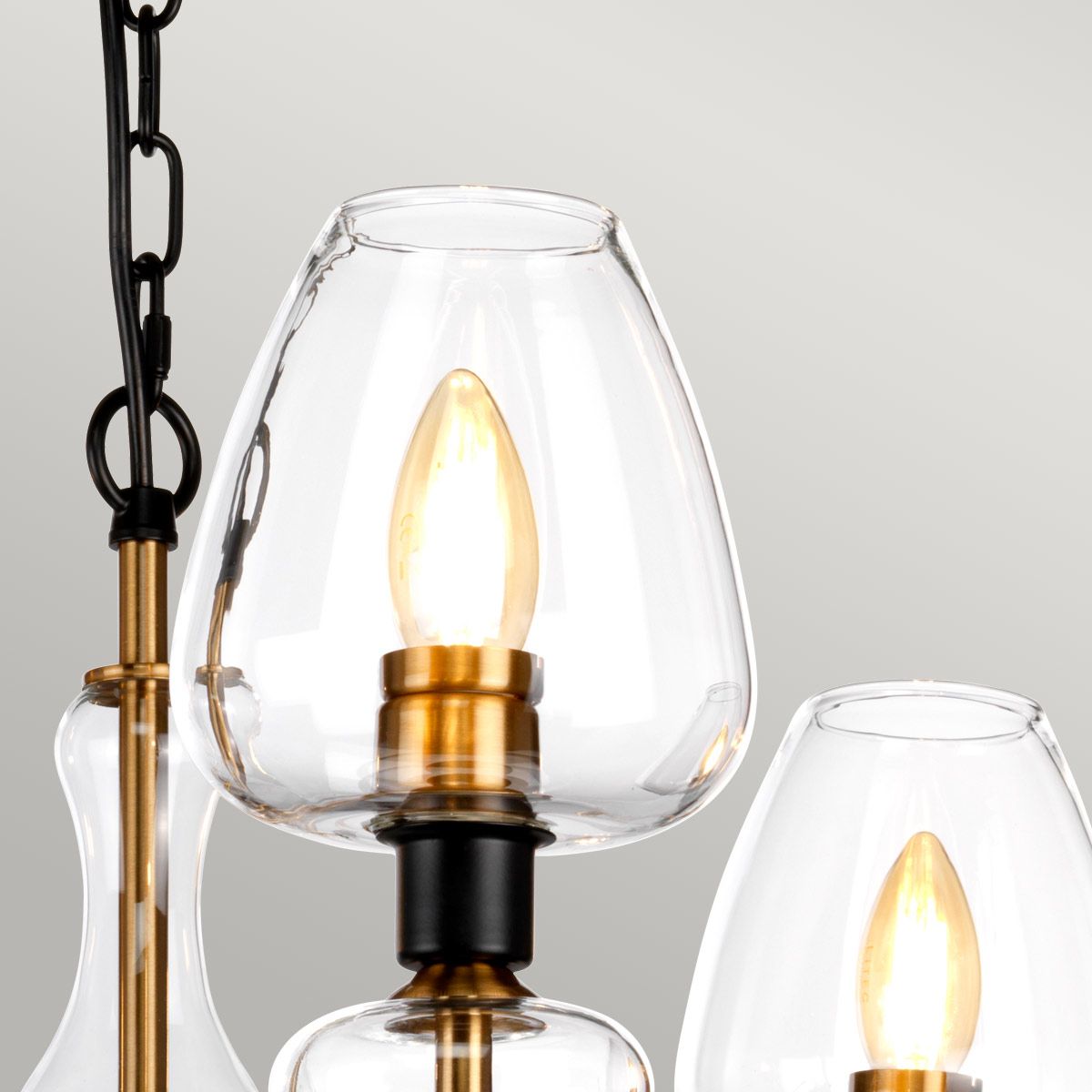 Armand Pendelleuchte mit 3 Lichtern, Messing versilbert und anthrazitfarben lackiert - Elsteadlighting - leuchtengrosshandel24