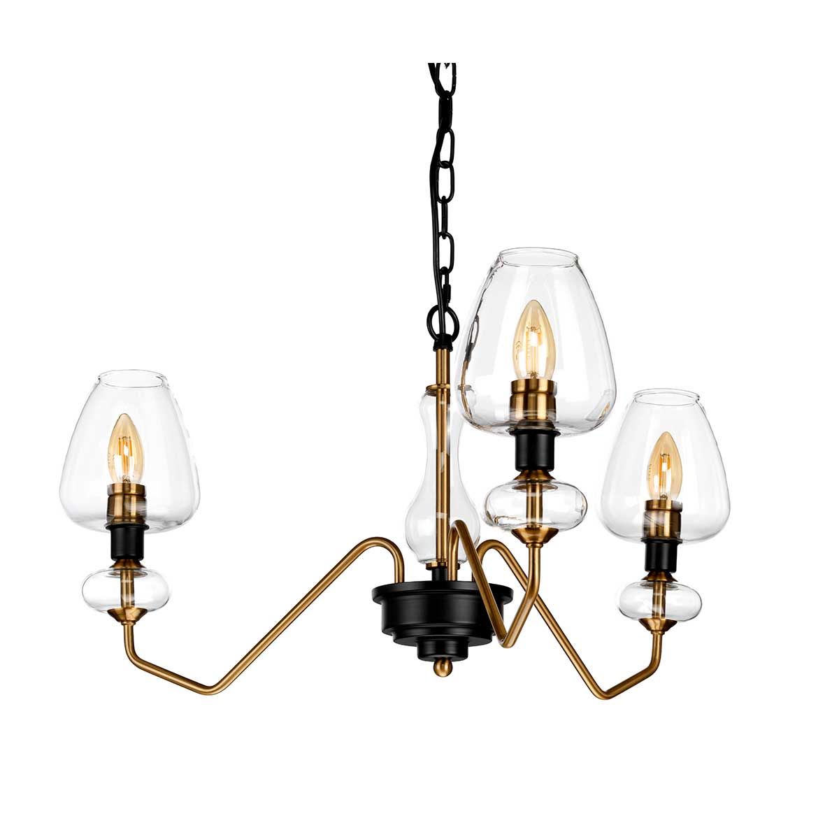 Armand Pendelleuchte mit 3 Lichtern, Messing versilbert und anthrazitfarben lackiert - Elsteadlighting - leuchtengrosshandel24