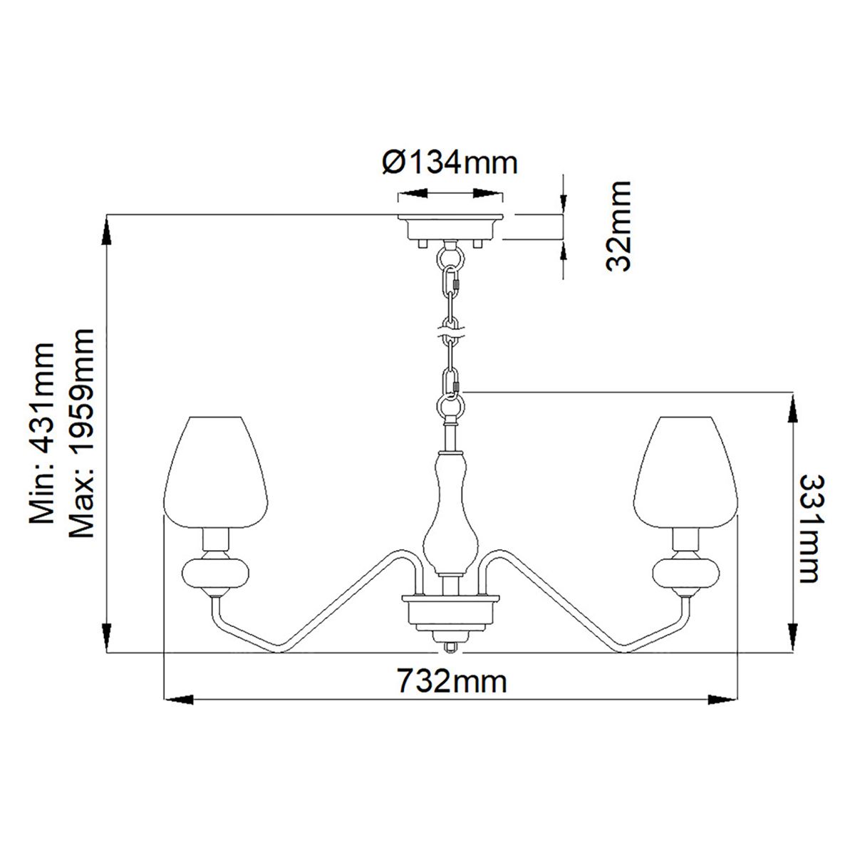 Armand Pendelleuchte mit 3 Lichtern, Messing versilbert und anthrazitfarben lackiert - Elsteadlighting - leuchtengrosshandel24