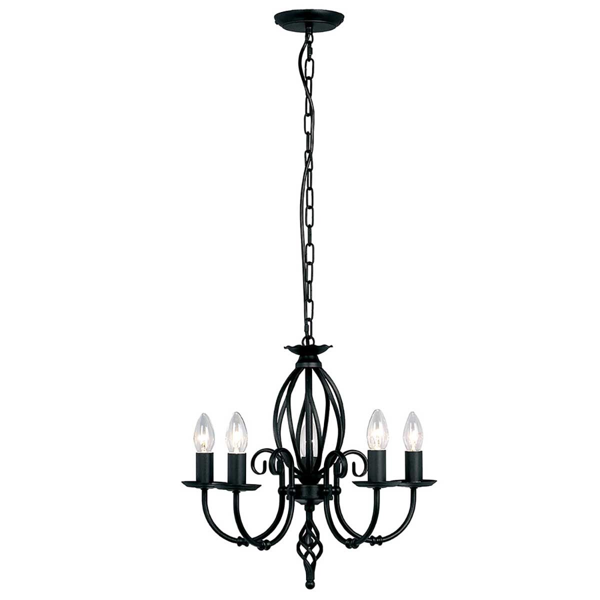 Artisan Kronleuchter mit 5 Lichtern, Schwarz - Elsteadlighting - leuchtengrosshandel24