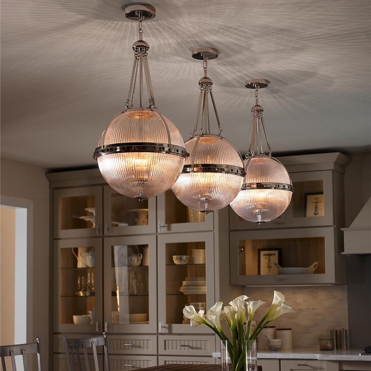Aster 3-flammige Pendelleuchte - Poliertes Nickel - Elsteadlighting - leuchtengrosshandel24