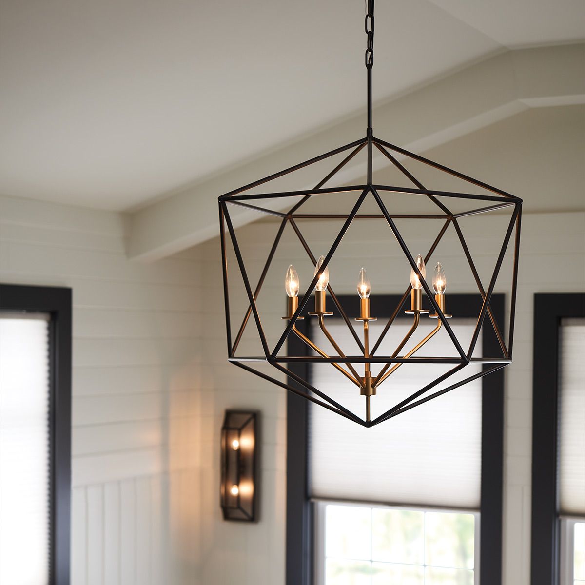 Astrid 5-flammiger Pendelleuchter - Mattbronze und Deluxe-Gold - Elsteadlighting - leuchtengrosshandel24