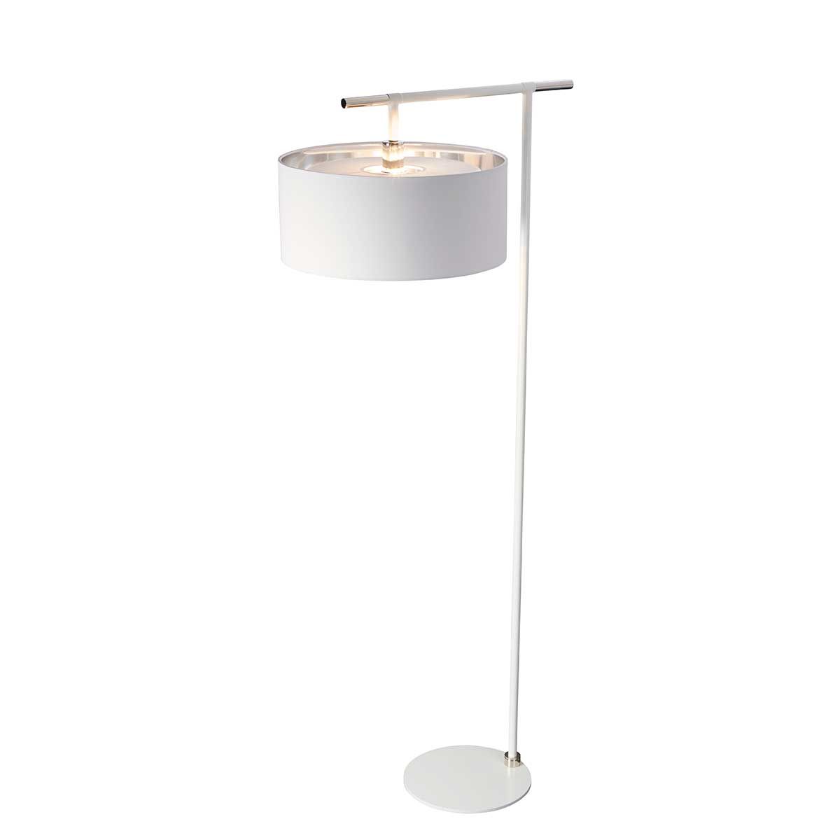 Balance 1-flammige Stehlampe - Weiß/Poliertes Nickel mit weißem Schirm - Elsteadlighting - leuchtengrosshandel24