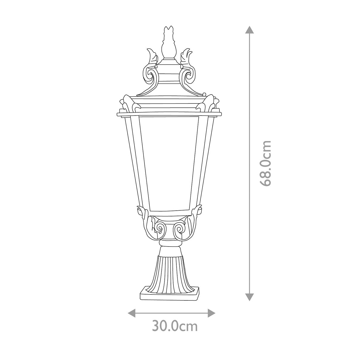 Baltimore 1 - flammige große Standlaterne - verwitterte Bronze - Elsteadlighting - BT3 - L
