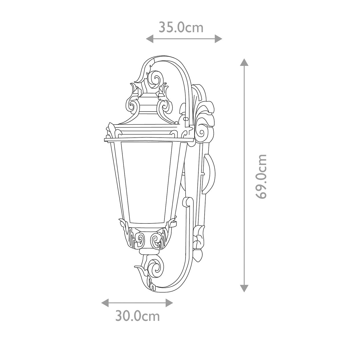 Baltimore 1 - flammige große Wandlaterne - verwitterte Bronze - Elsteadlighting - BT1 - L