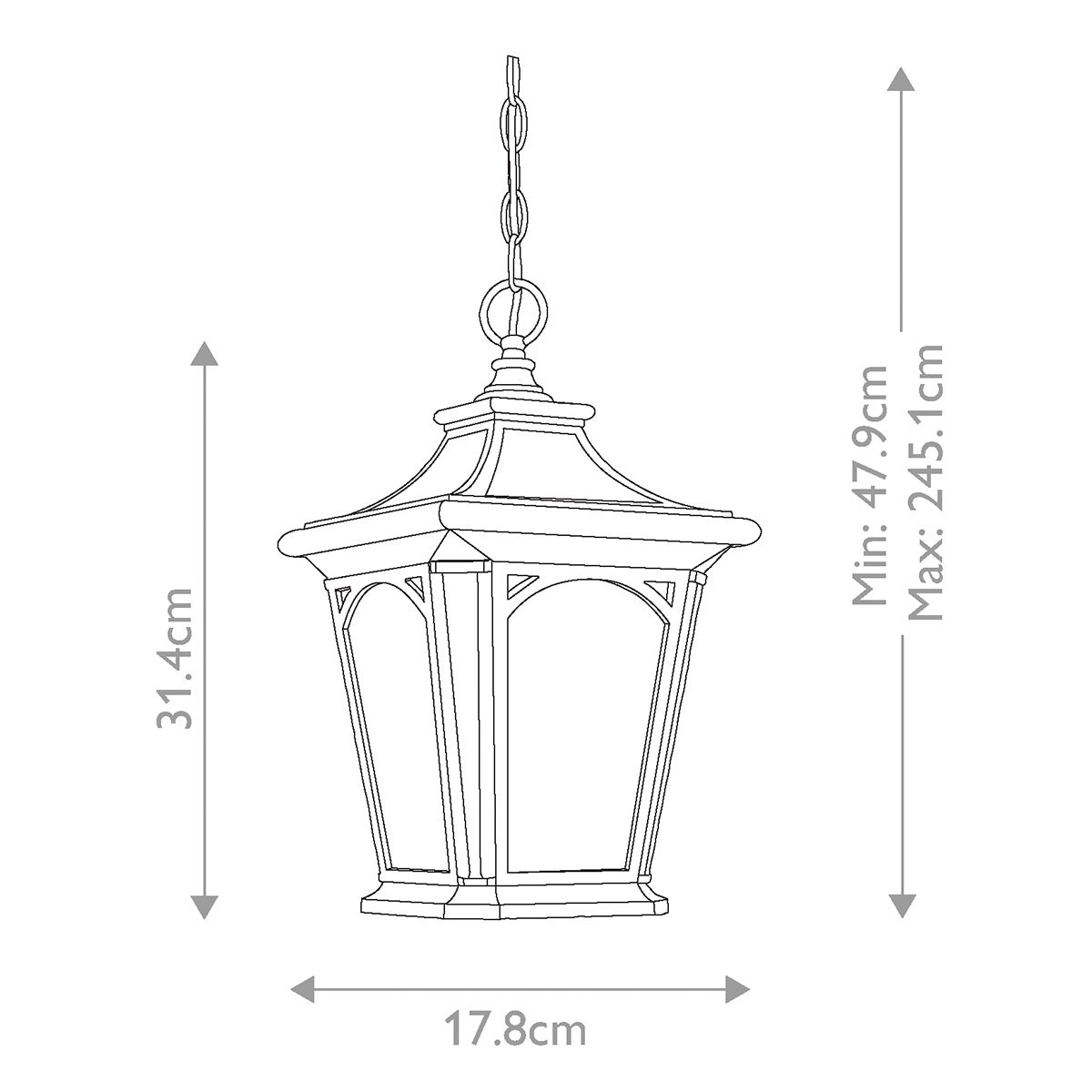 Bedford 1 - flammige kleine Kettenlaterne - Mystic Black - Elsteadlighting - QZ - BEDFORD8 - S