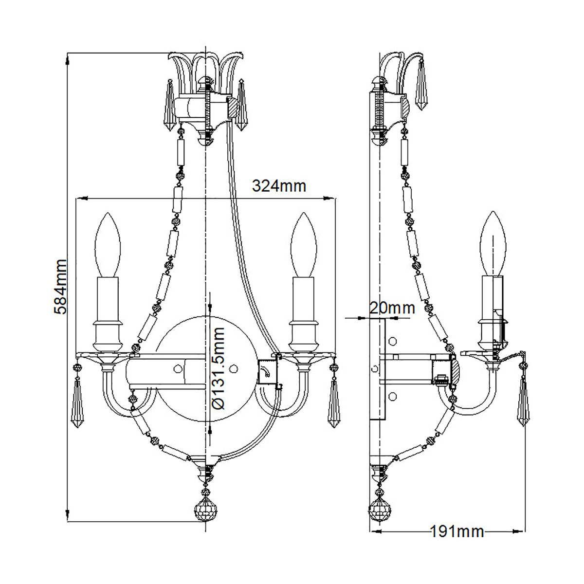 Bellini 3-flammige Wandleuchte - Oxidierte Bronze/Britische Bronze - Elsteadlighting - leuchtengrosshandel24