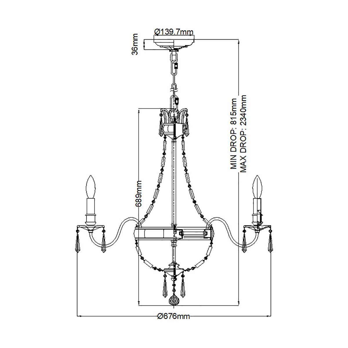 Bellini Kronleuchter mit 6 Lichtern, oxidierte Bronze/britische Bronze - Elsteadlighting - leuchtengrosshandel24