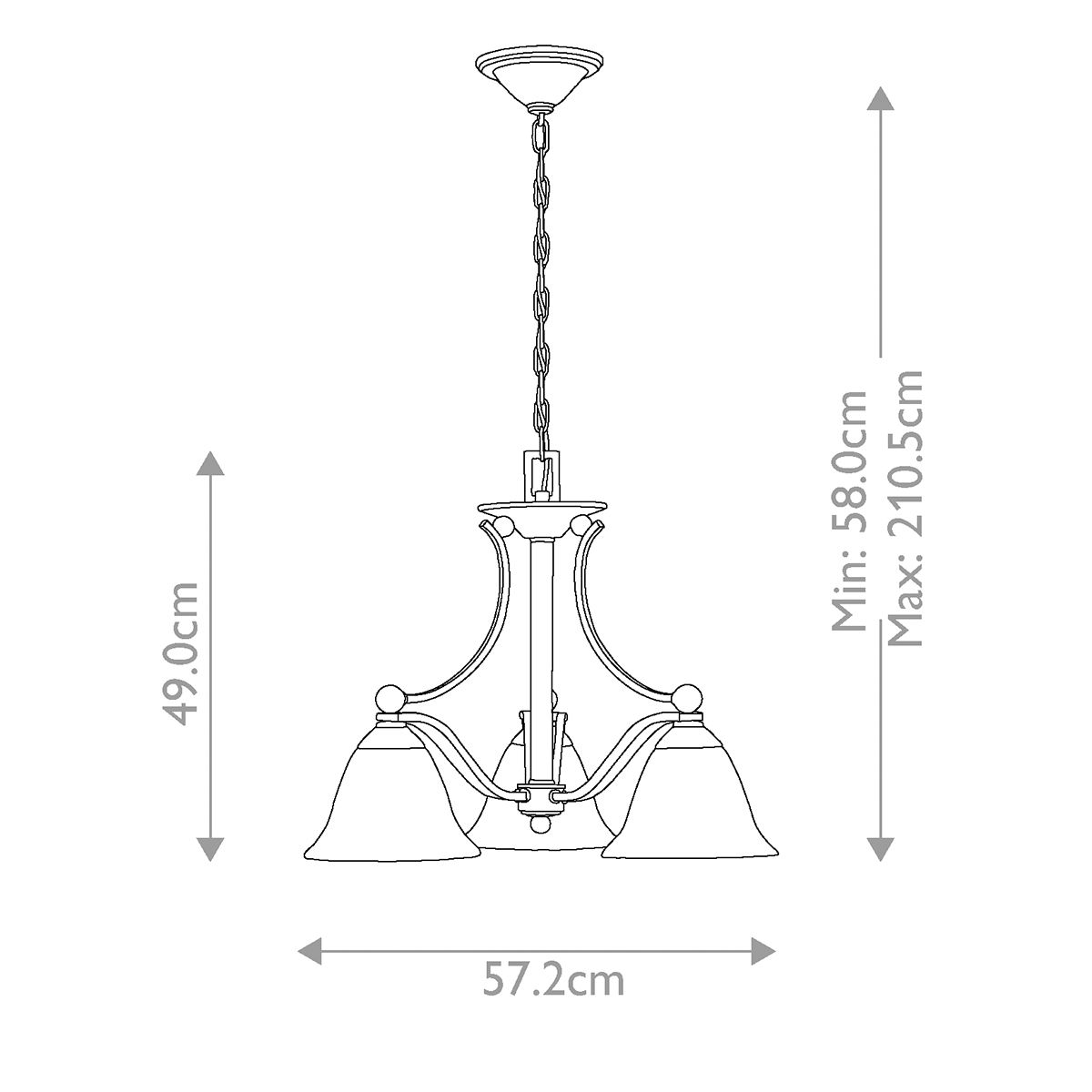 Bolla Kronleuchter mit 3 Lichtern, gebürstetes Nickel - Elsteadlighting - leuchtengrosshandel24