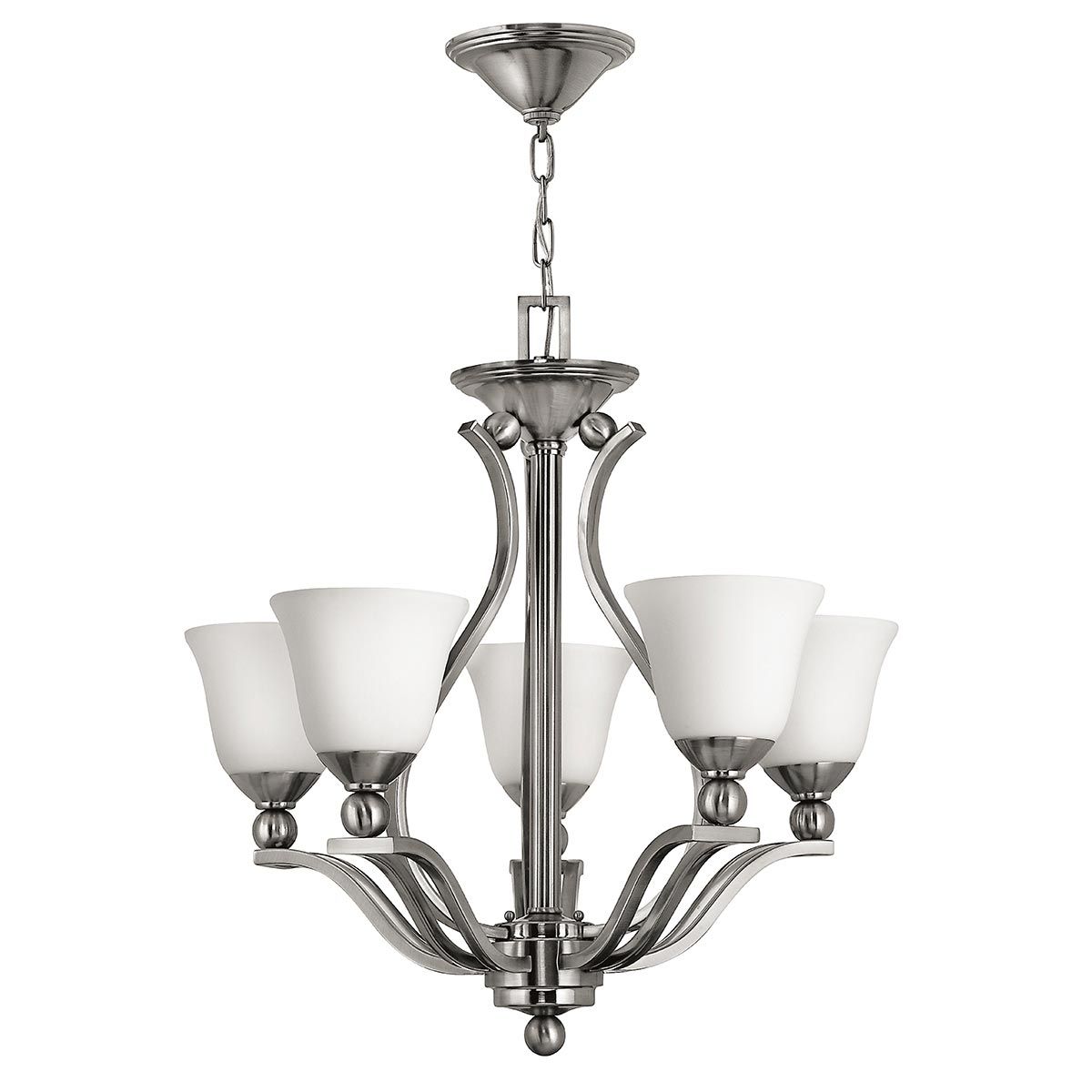 Bolla Kronleuchter mit 5 Lichtern, gebürstetes Nickel - Elsteadlighting - leuchtengrosshandel24