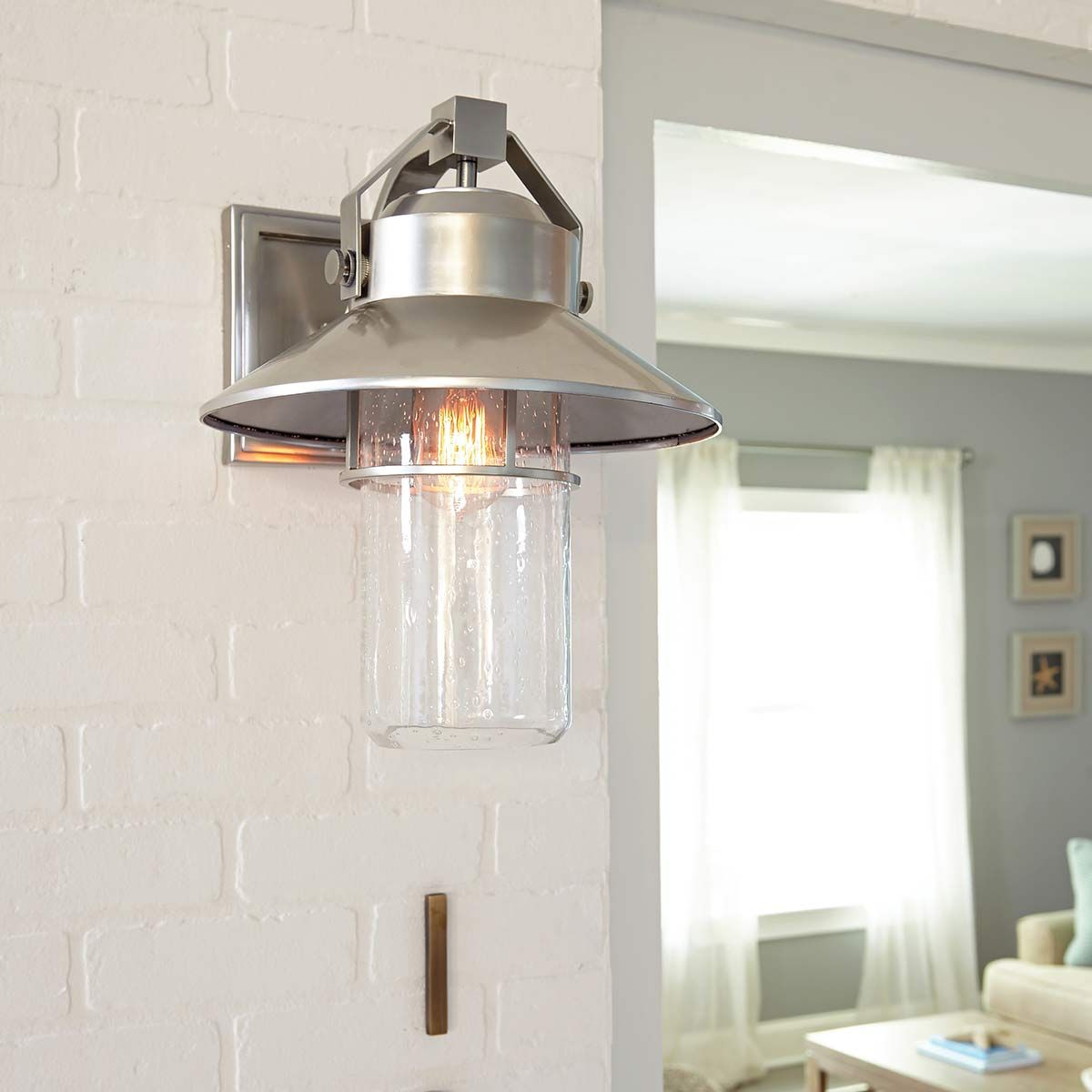 Boynton 1 - flammige kleine Wandlaterne, lackierter gebürsteter Stahl - Elsteadlighting - FE - BOYNTON2 - S