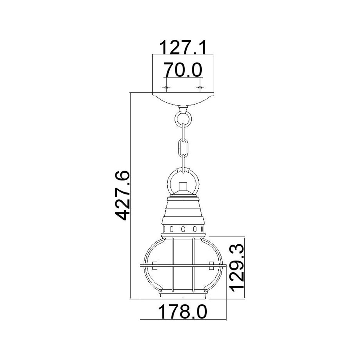 Bridgepoint 1 - flammige kleine Kettenlaterne - Naturmessing - Elsteadlighting - KL - BRIDGEPOINT8S - NBR
