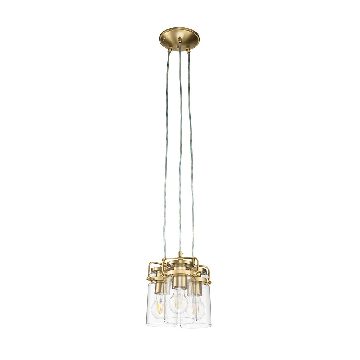 Brinley Pendelleuchte mit 3 Lichtern, gebürstetes Messing - Elsteadlighting - leuchtengrosshandel24