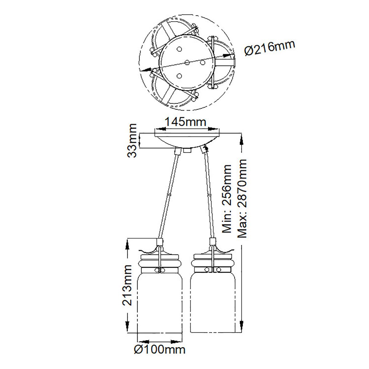 Brinley Pendelleuchte mit 3 Lichtern, gebürstetes Messing - Elsteadlighting - leuchtengrosshandel24