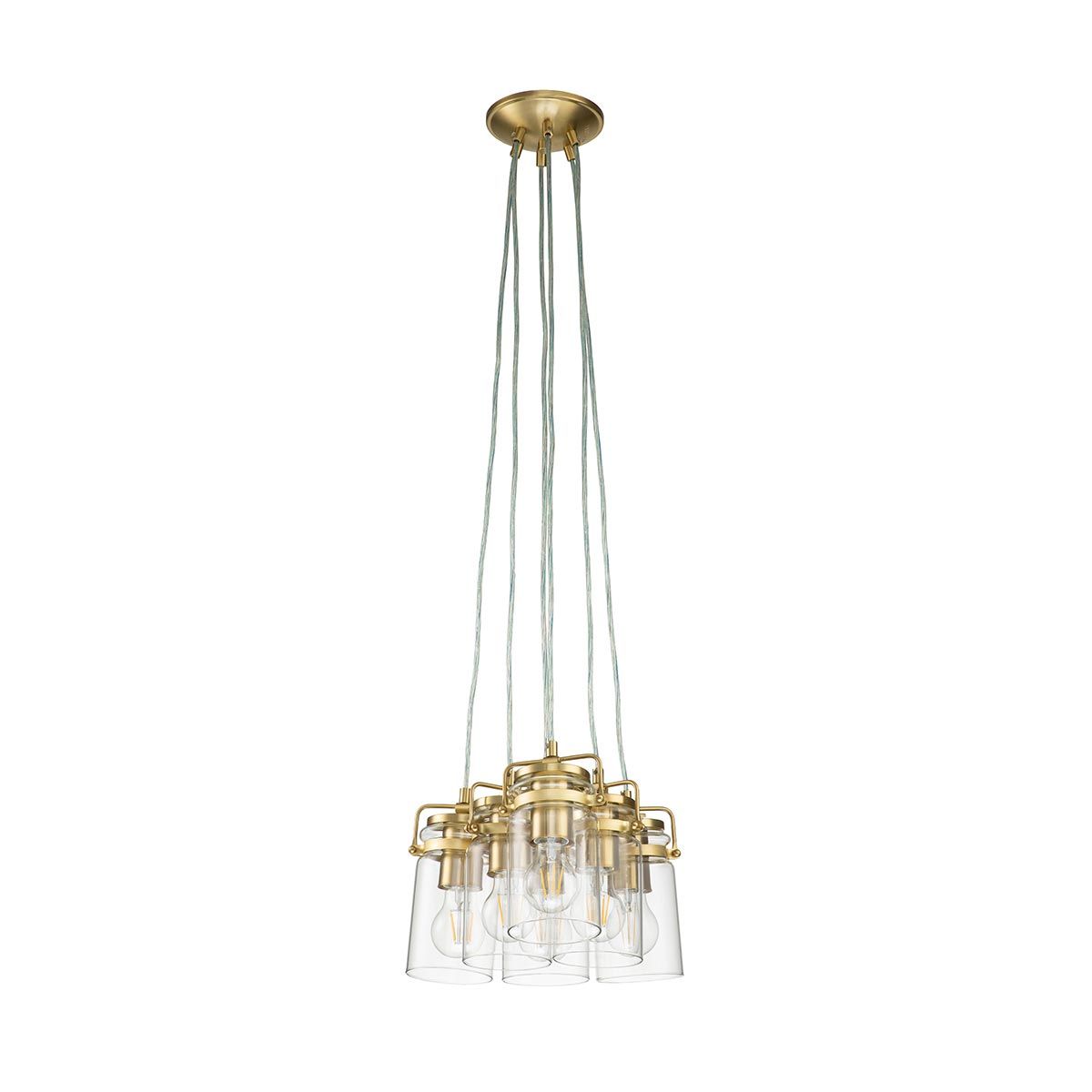 Brinley Pendelleuchte mit 6 Lichtern, gebürstetes Messing - Elsteadlighting - leuchtengrosshandel24