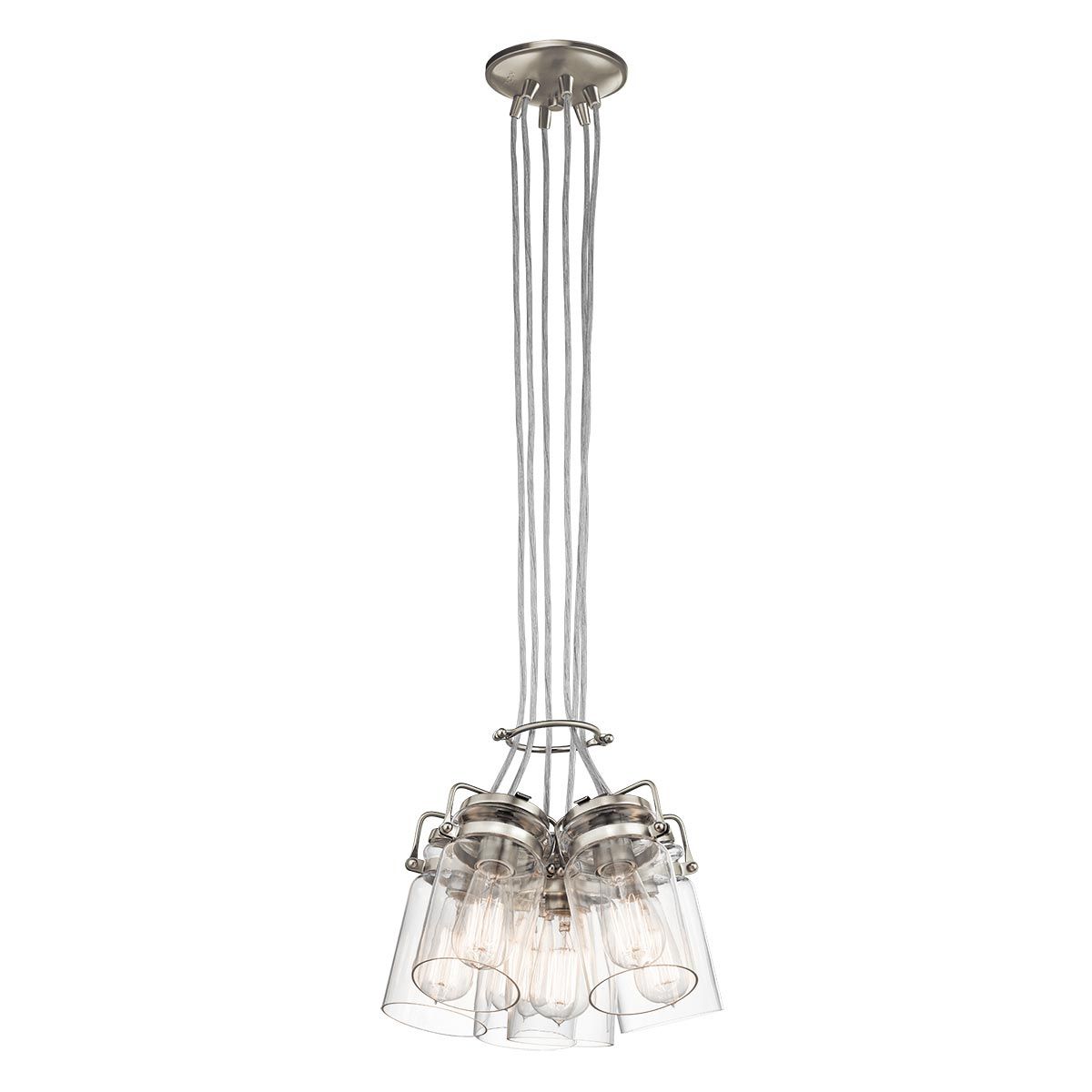 Brinley Pendelleuchte mit 6 Lichtern, gebürstetes Nickel - Elsteadlighting - leuchtengrosshandel24