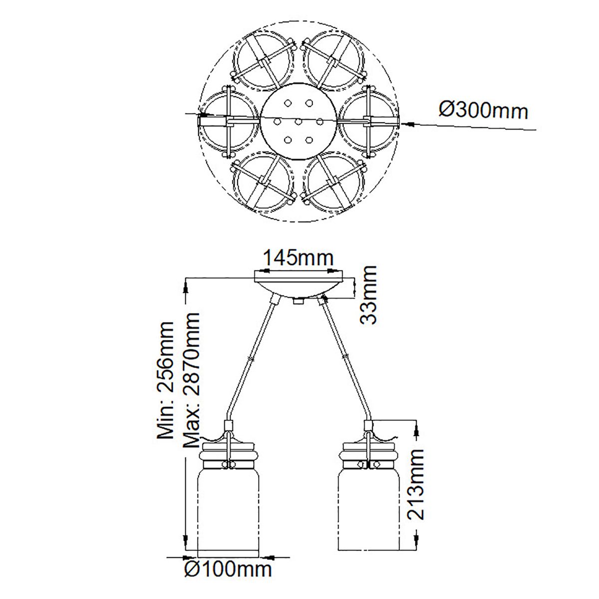 Brinley Pendelleuchte mit 6 Lichtern, gebürstetes Nickel - Elsteadlighting - leuchtengrosshandel24