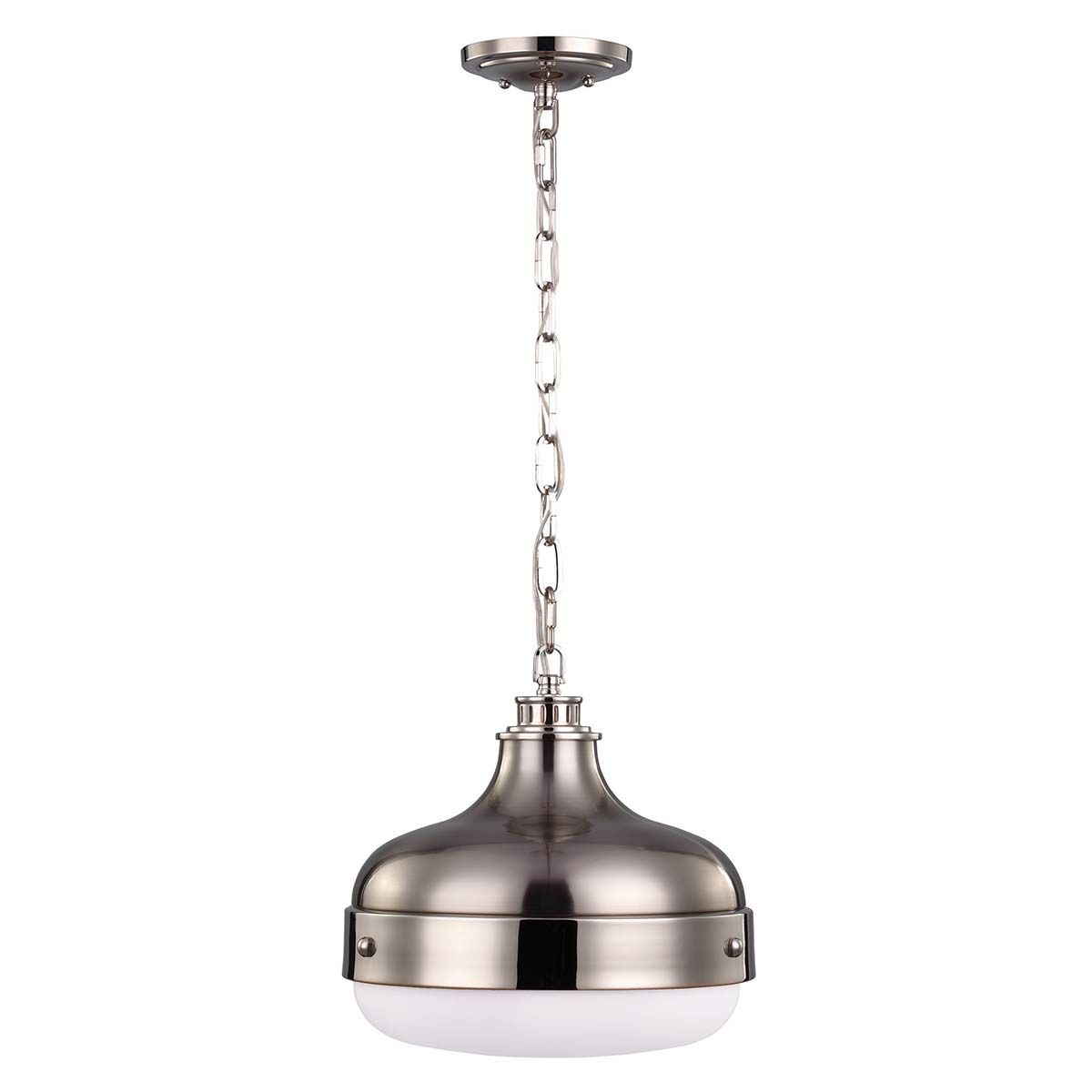 Cadence Pendelleuchte mit 2 Lichtern, poliertes Nickel/gebürsteter Stahl - Elsteadlighting - leuchtengrosshandel24