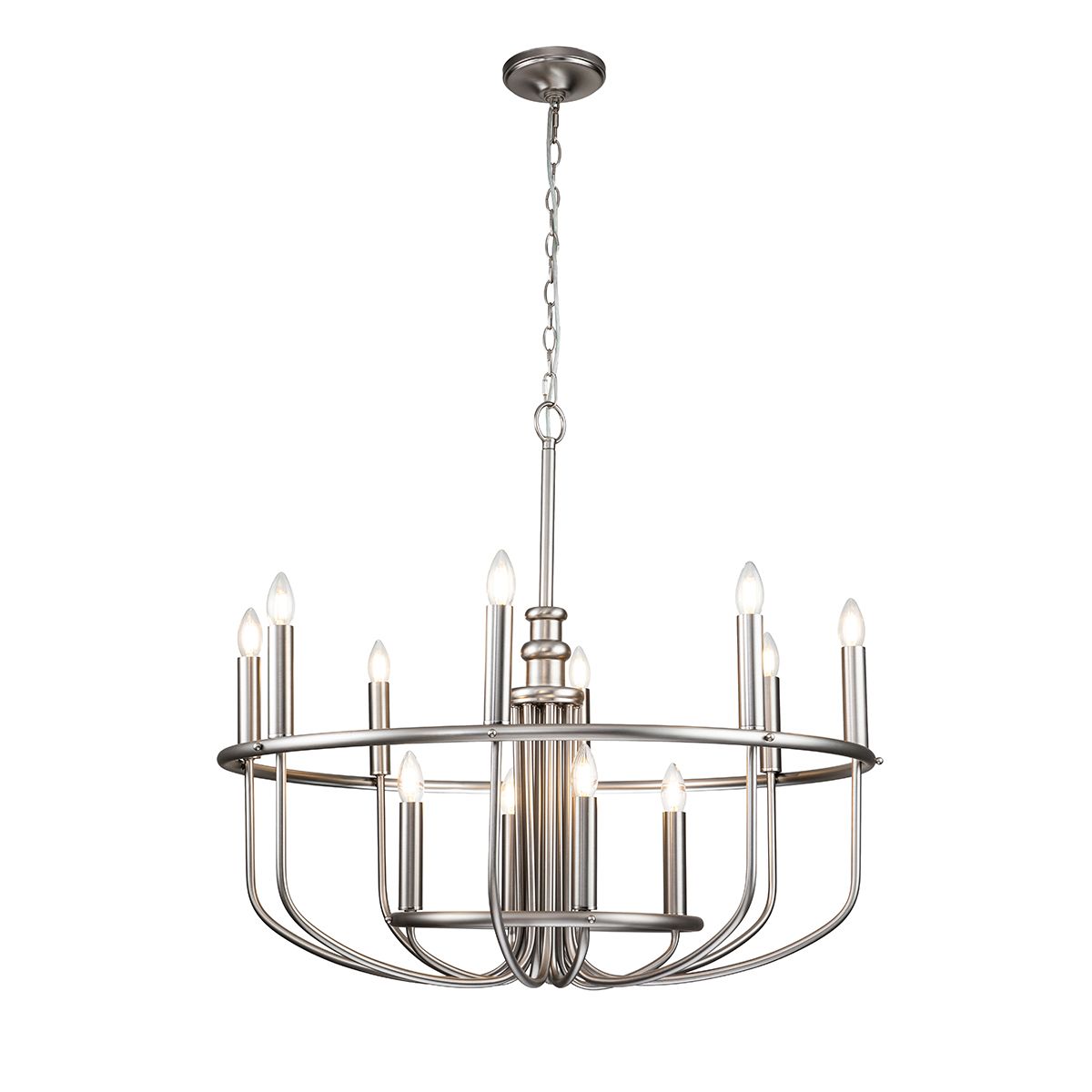 Capitol Hill Kronleuchter mit 12 Lichtern, gebürstetes Nickel - Elsteadlighting - leuchtengrosshandel24