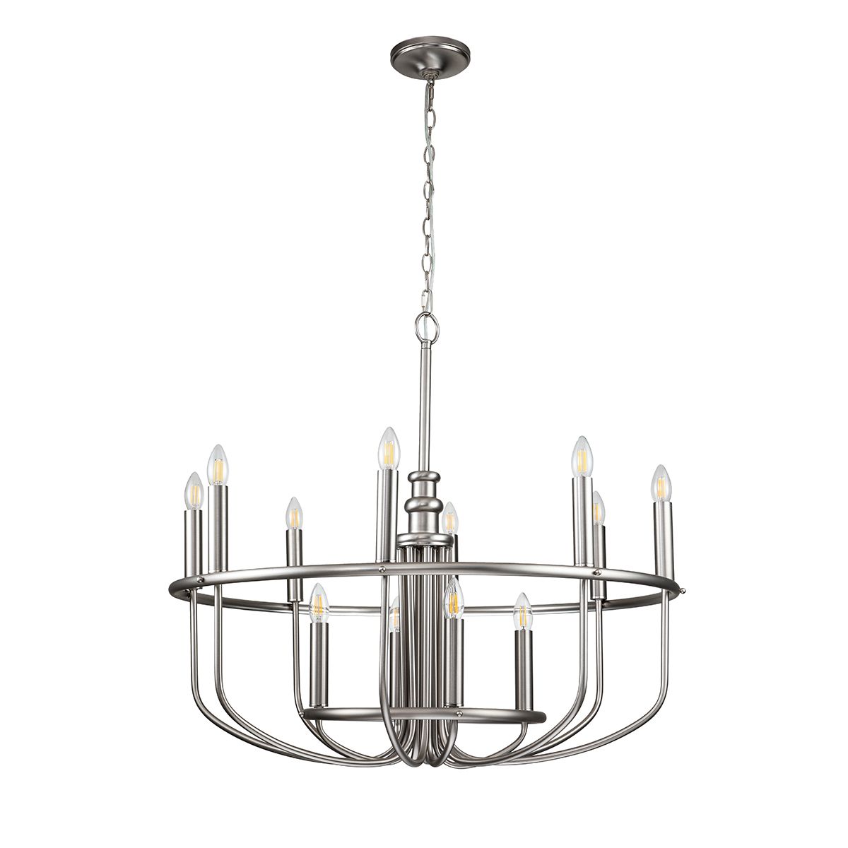 Capitol Hill Kronleuchter mit 12 Lichtern, gebürstetes Nickel - Elsteadlighting - leuchtengrosshandel24