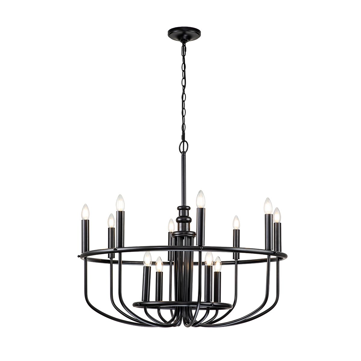 Capitol Hill Kronleuchter mit 12 Lichtern, Schwarz - Elsteadlighting - leuchtengrosshandel24