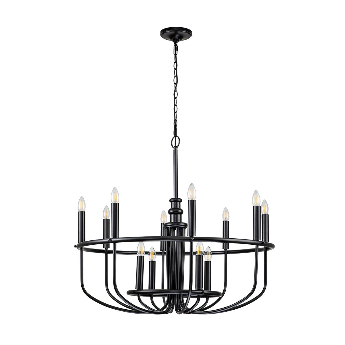 Capitol Hill Kronleuchter mit 12 Lichtern, Schwarz - Elsteadlighting - leuchtengrosshandel24