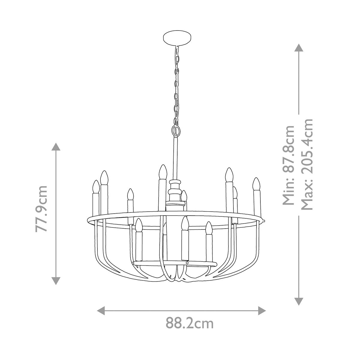 Capitol Hill Kronleuchter mit 12 Lichtern, Schwarz - Elsteadlighting - leuchtengrosshandel24