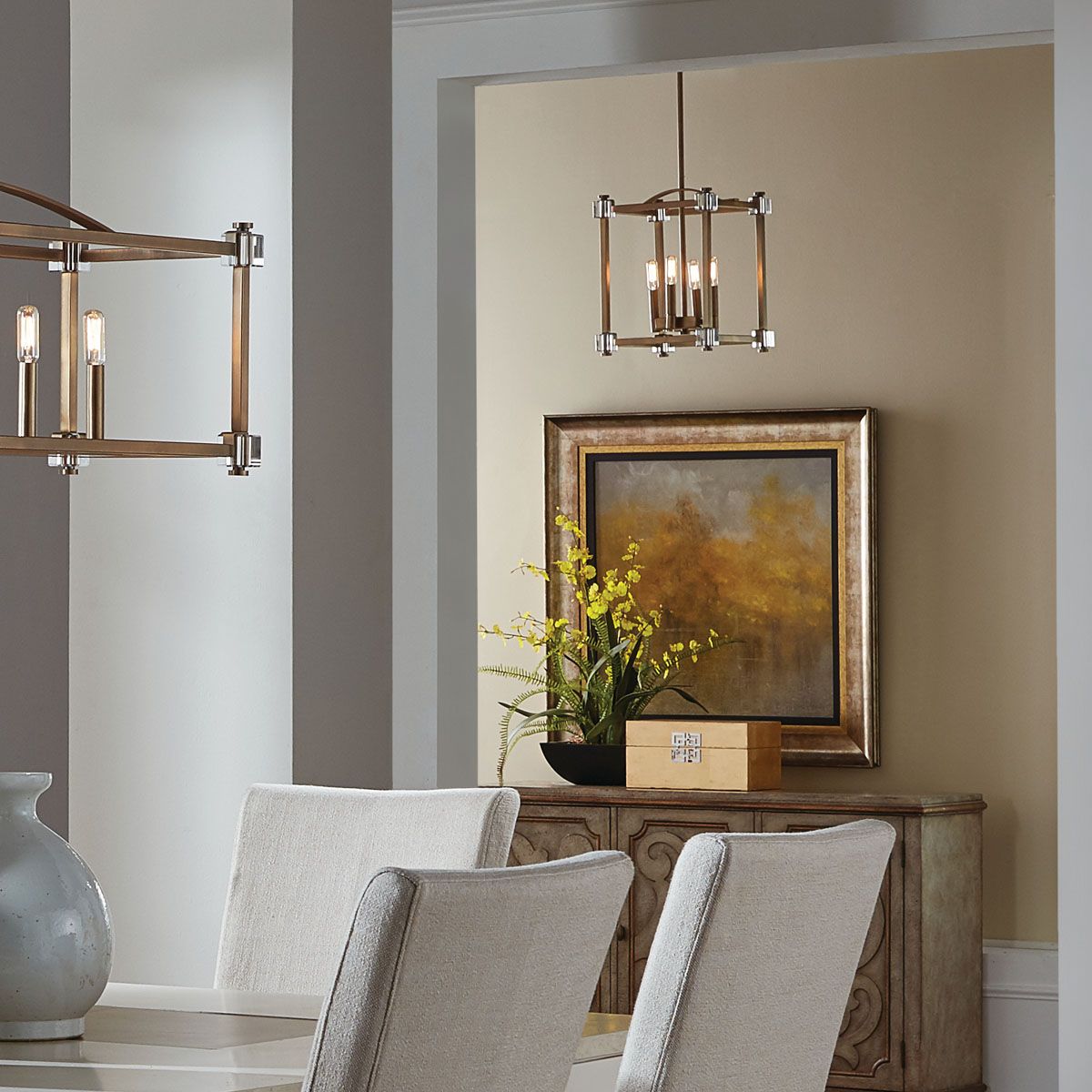 Cayden Kleine Pendelleuchte mit 4 Lichtern - Natürliches Messing - Elsteadlighting - leuchtengrosshandel24