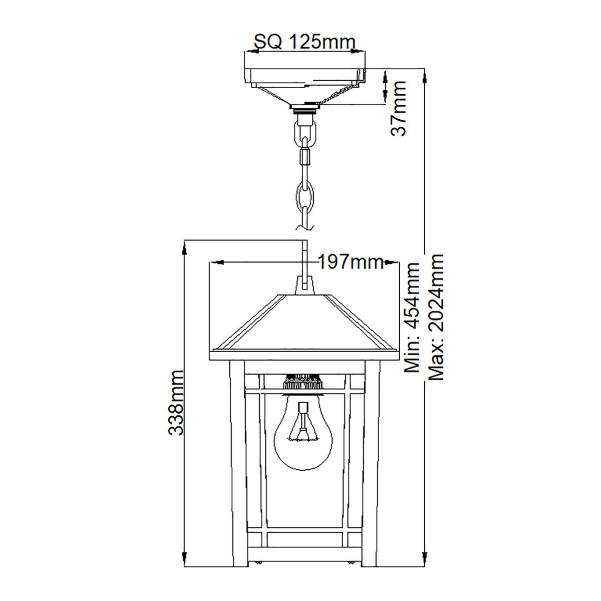 Cedar Point Kettenlaterne mit 1 Licht, Schwarz - Elsteadlighting - QZ - CEDAR - POINT8 - M - BK