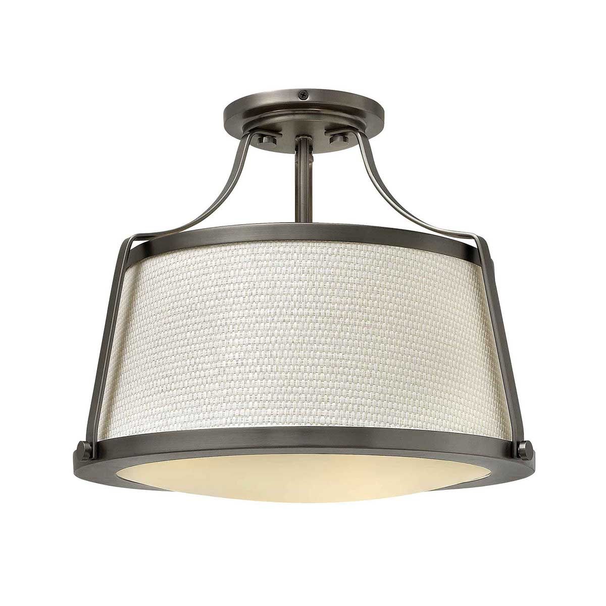 Charlotte 3-flammige Deckenleuchte, Antik-Nickel, Leinenschirm - Elsteadlighting - leuchtengrosshandel24