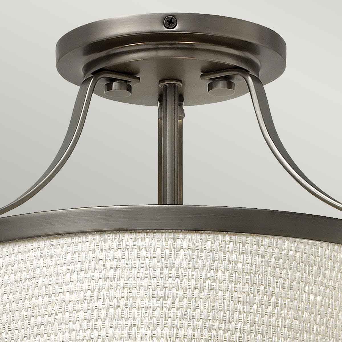 Charlotte 3-flammige Deckenleuchte, Antik-Nickel, Leinenschirm - Elsteadlighting - leuchtengrosshandel24