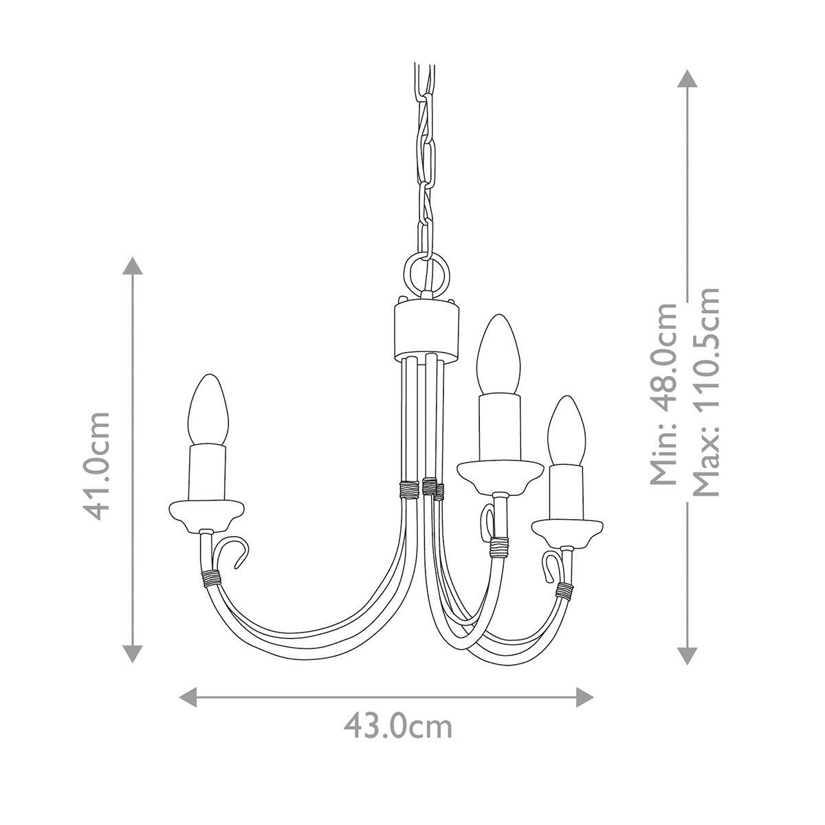 Chartwell Kronleuchter mit 3 Lichtern, Schwarz - Elsteadlighting - leuchtengrosshandel24