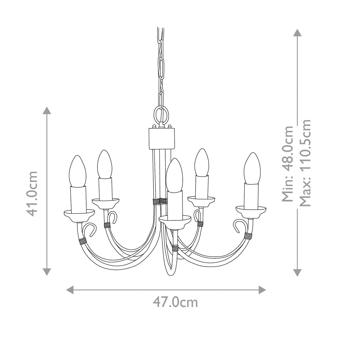 Chartwell Kronleuchter mit 5 Lichtern, Schwarz - Elsteadlighting - leuchtengrosshandel24