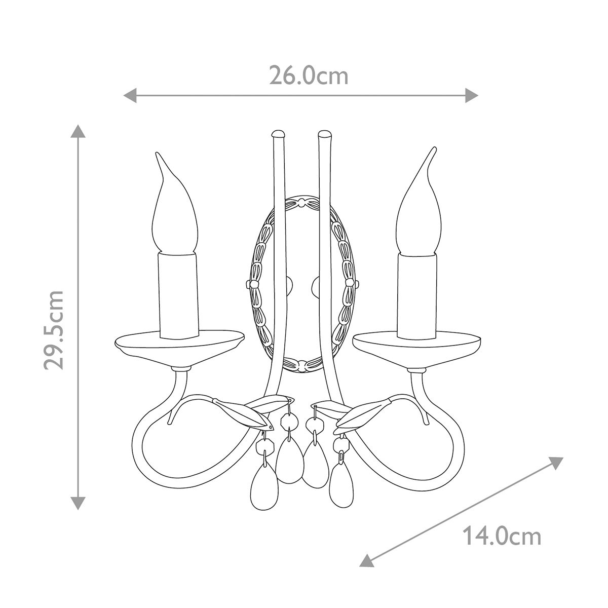 Christina 2-flammige Wandleuchte - Silber/Gold Patina - Elsteadlighting - leuchtengrosshandel24