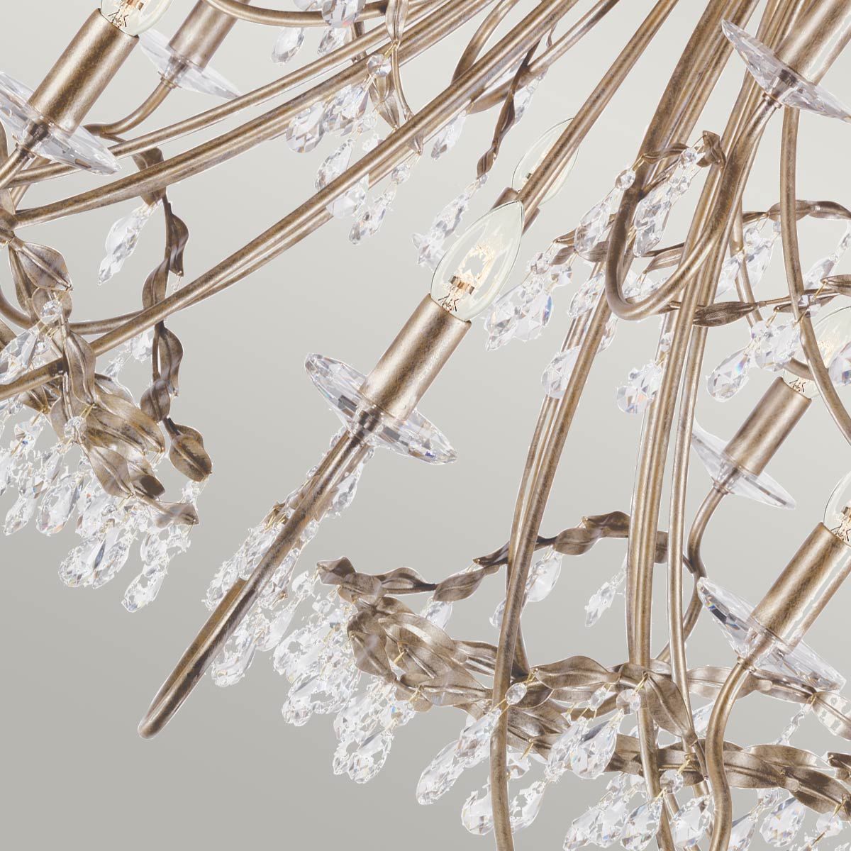 Christina Kronleuchter mit 18 Lichtern, Silber/Gold Patina - Elsteadlighting - leuchtengrosshandel24