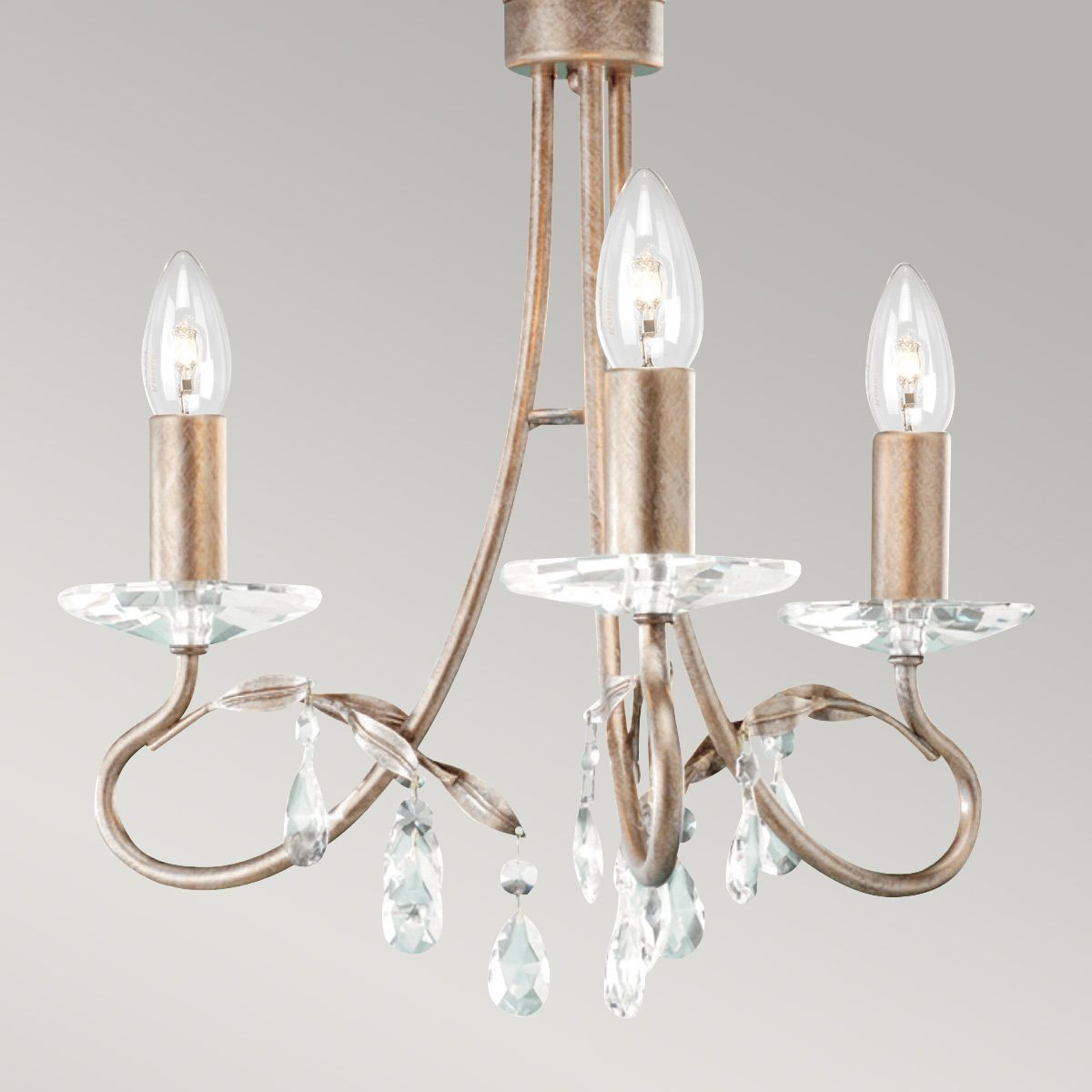Christina Kronleuchter mit 3 Lichtern, Silber/Gold Patina - Elsteadlighting - leuchtengrosshandel24