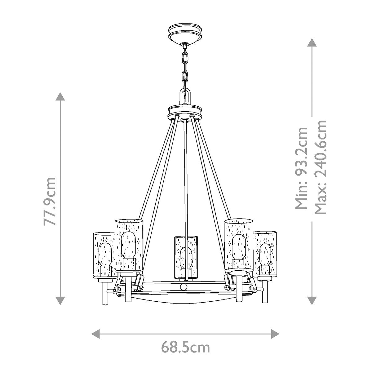 Collier Kronleuchter mit 5 Lichtern – Heritage Messing - Elsteadlighting - leuchtengrosshandel24