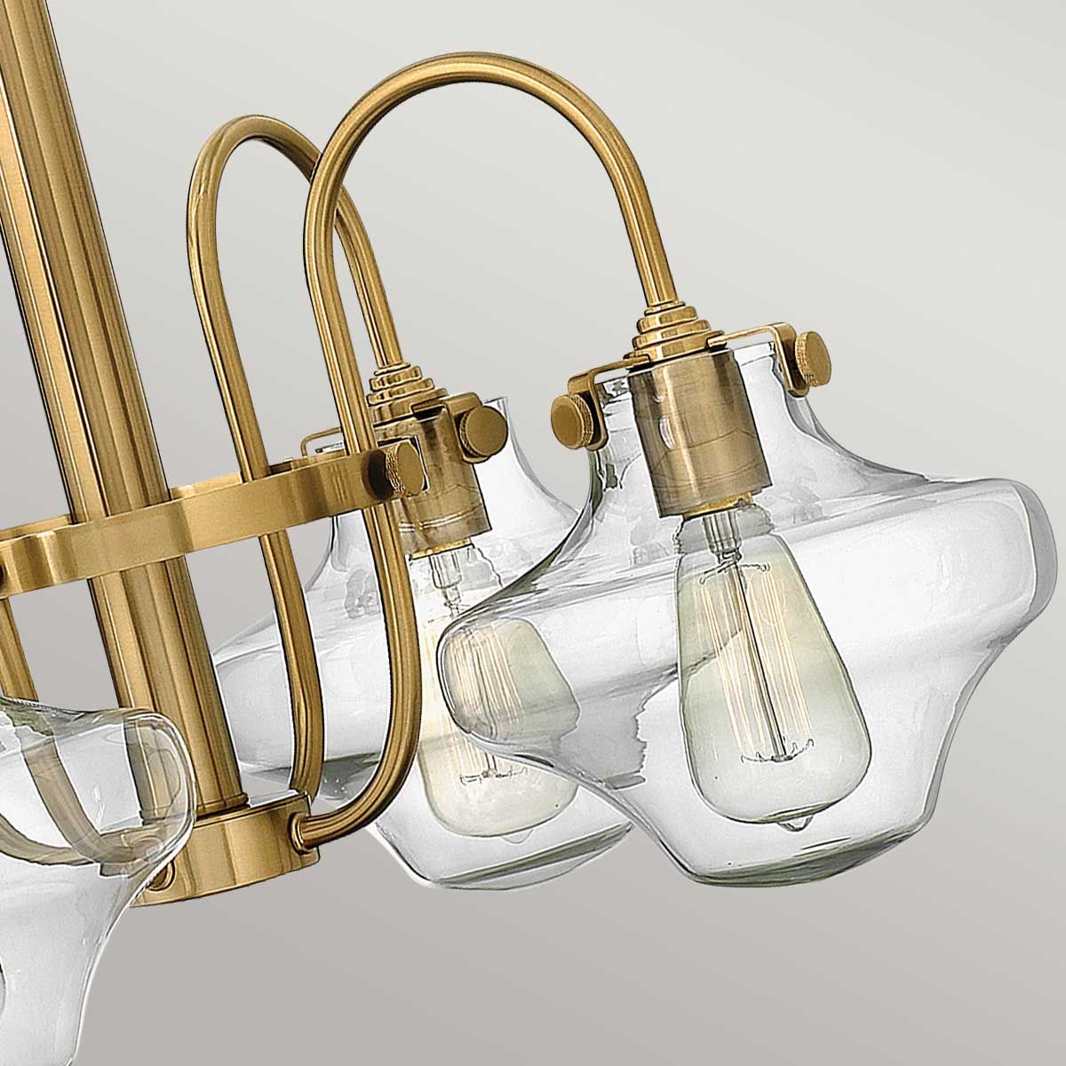 Congress Kronleuchter mit 4 Lichtern, klares Glas, gebürstetes Karamell - Elsteadlighting - leuchtengrosshandel24