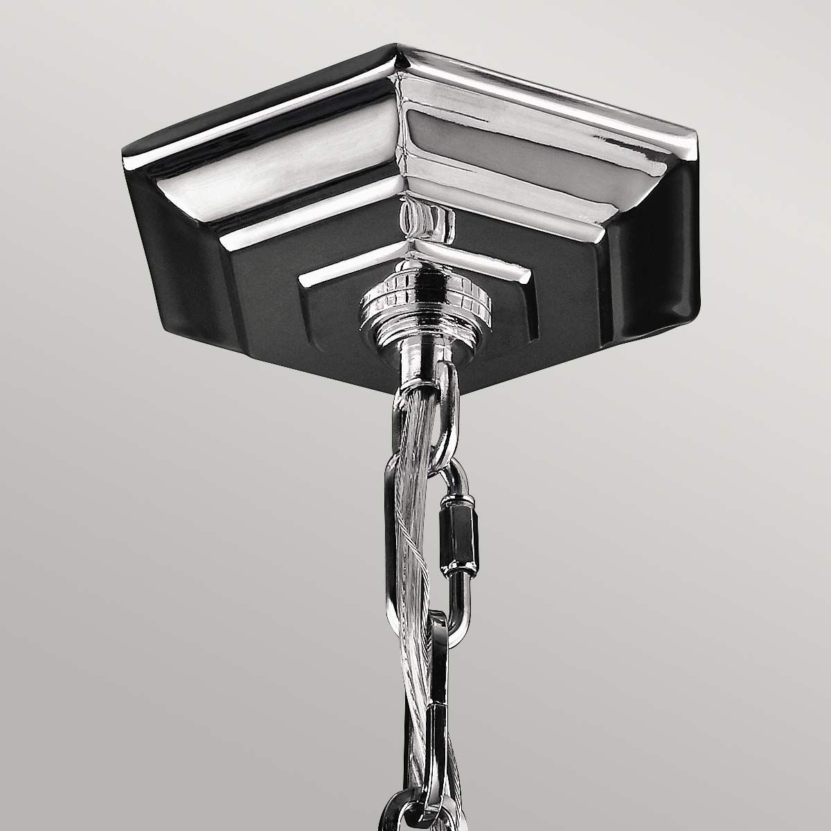 Corinne 3-flammige Pendelleuchte, mittelgroß, poliertes Nickel, Kristalle - Elsteadlighting - leuchtengrosshandel24