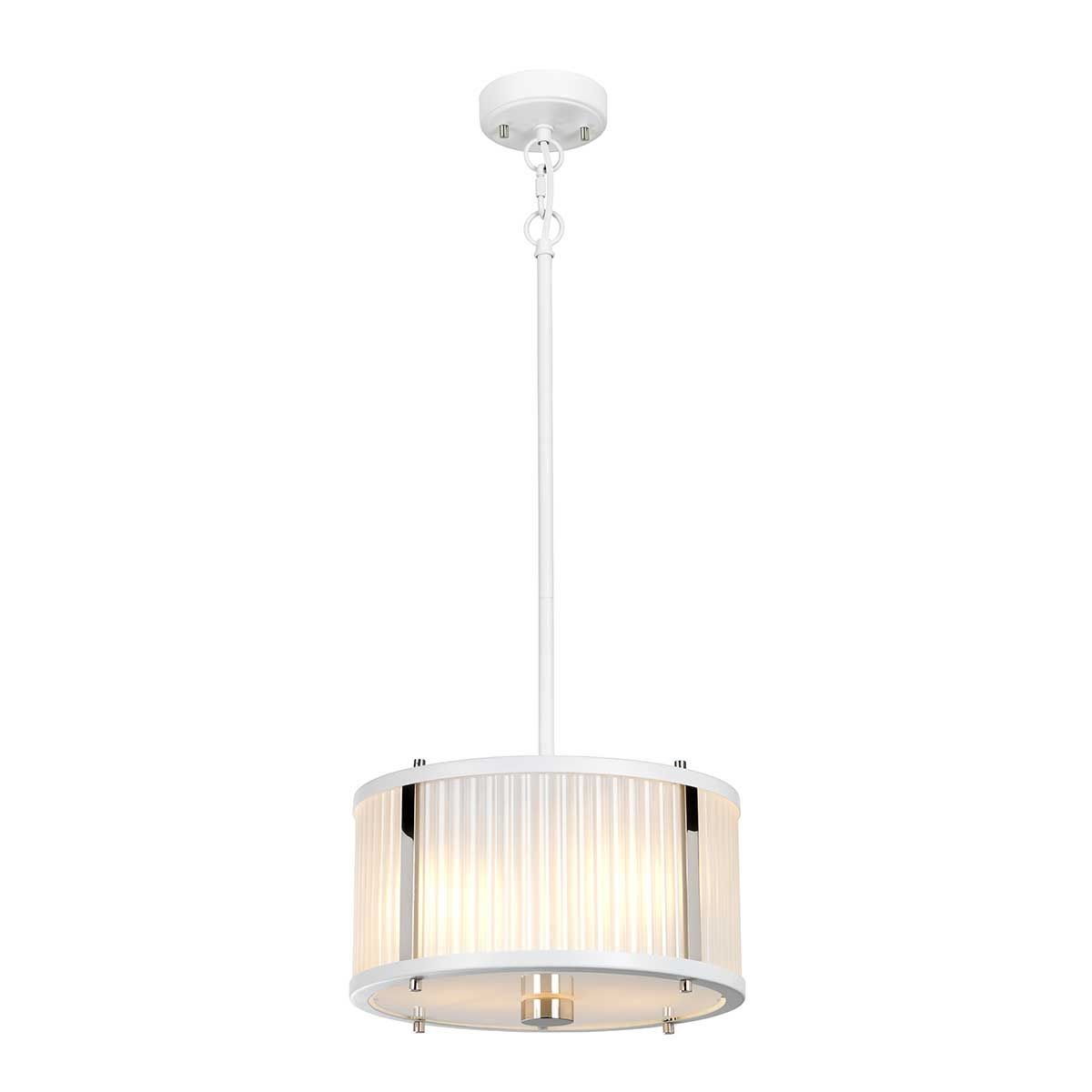 Corona Pendelleuchte mit 2 Lichtern, Weiß satiniert/ Nickel poliert - Elsteadlighting - leuchtengrosshandel24