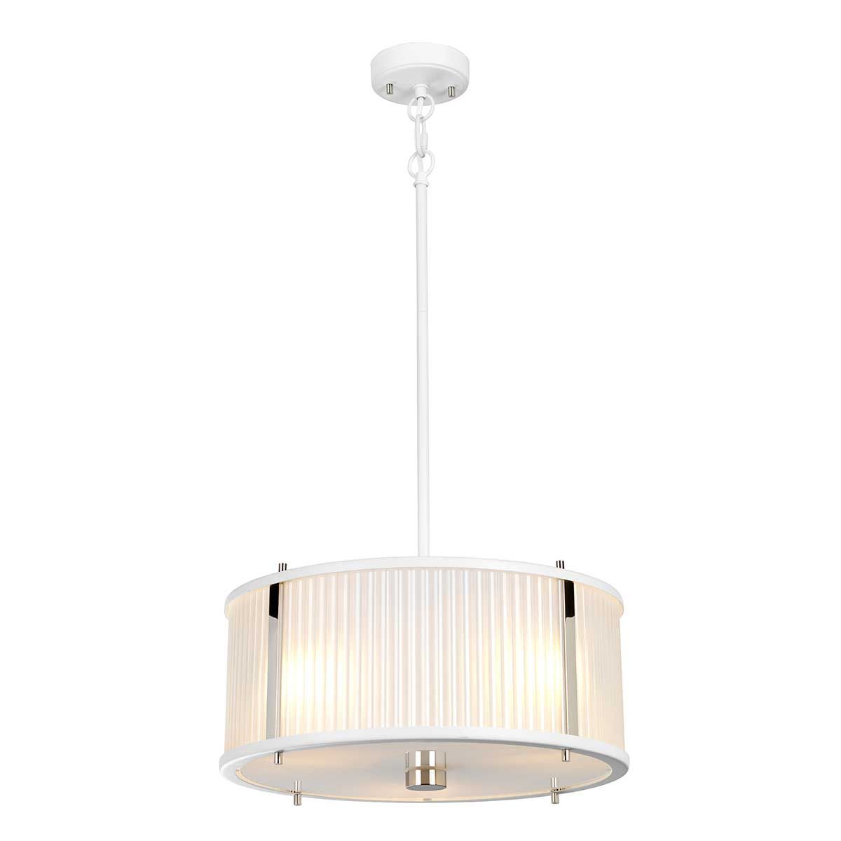 Corona Pendelleuchte mit 3 Lichtern, Weiß satiniert/ Nickel poliert - Elsteadlighting - leuchtengrosshandel24