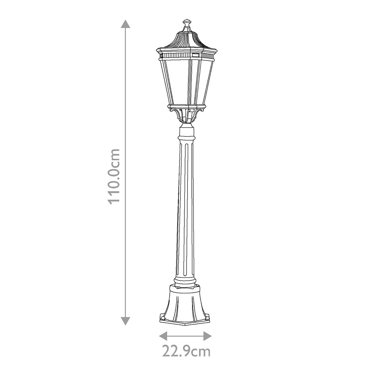 Cotswold Lane 2 - flammige mittelgroße Säule - Schwarz - Elsteadlighting - FE - COTSLN4 - M - BK