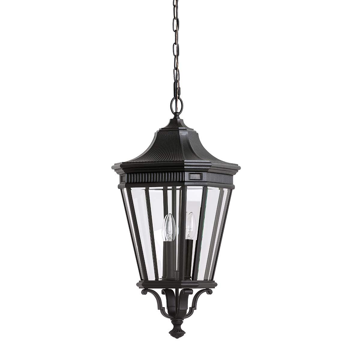 Cotswold Lane Kettenlaterne, groß, 3 Lichter, Schwarz - Elsteadlighting - FE - COTSLN8 - L - BK
