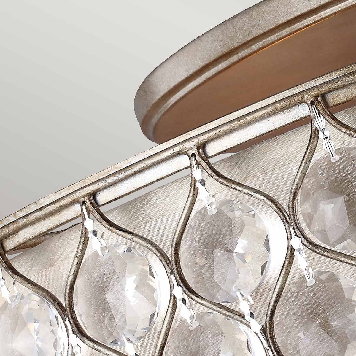 Deckenleuchte Lucia mit 6 Lichtern, brüniertes Silber mit Lampenschirm aus Leinenstoff - Elsteadlighting - leuchtengrosshandel24