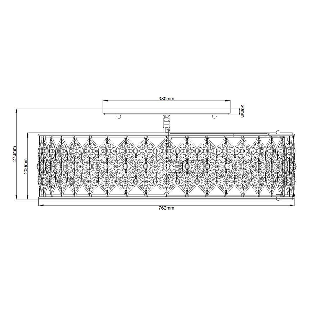 Deckenleuchte Lucia mit 6 Lichtern, brüniertes Silber mit Lampenschirm aus Leinenstoff - Elsteadlighting - leuchtengrosshandel24