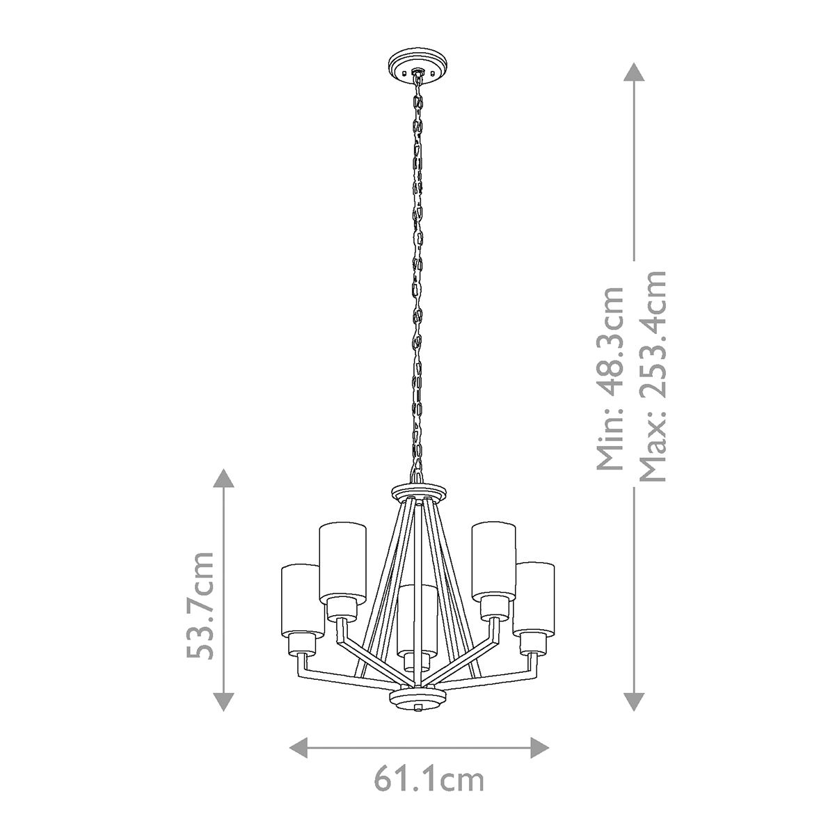 Deryn Kronleuchter mit 5 Lichtern, Antikgrau im Used-Look - Elsteadlighting - leuchtengrosshandel24