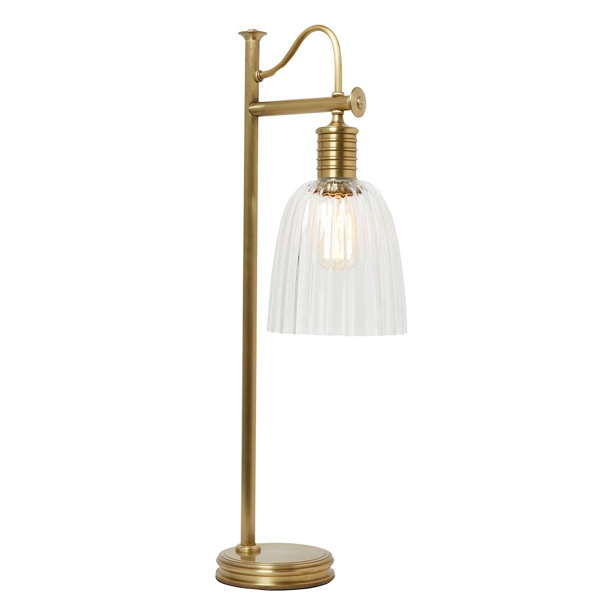 Douille 1-flammige Tischlampe - Gealtertes Messing mit klarem Schirm - Elsteadlighting - leuchtengrosshandel24