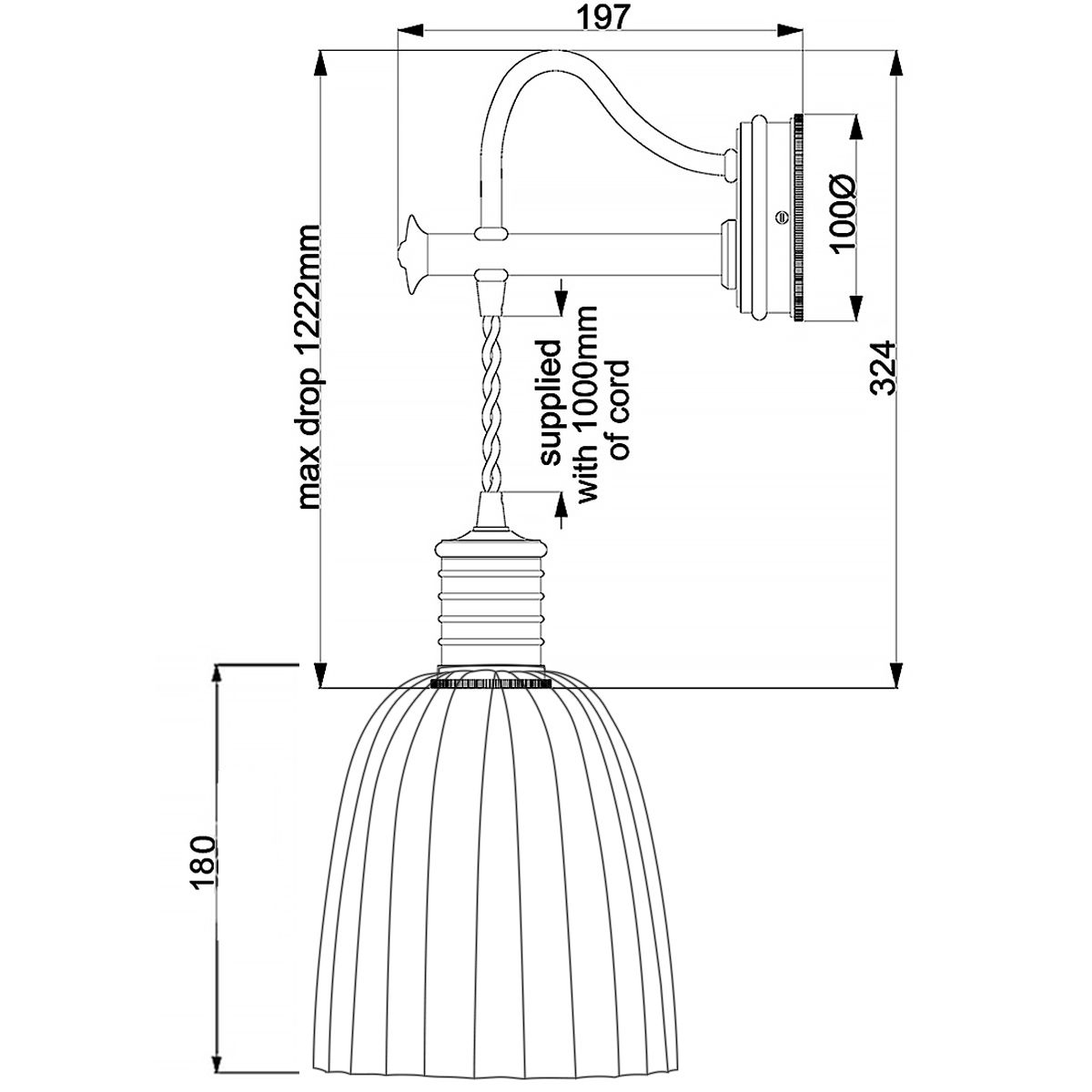 Douille 1-flammige Wandleuchte - Schwarz/Poliertes Messing - Elsteadlighting - leuchtengrosshandel24